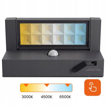 LED Vonkajšie nástenné svietidlo so senzorom pohybu a súmraku LED/25W/230V 3000/4000/6500K IP54 čierna