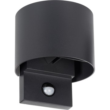 LED vonkajšie nástenné svietidlo so senzorom REKA LED/7W/230V IP54, antracitové, okrúhle