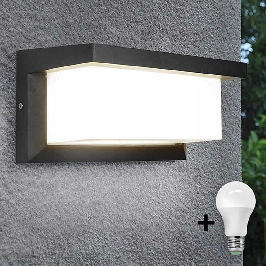 LED Vonkajšie nástenné svietidlo so senzorom soumraku NEELY 1xE27/9W/230V IP54 antracit
