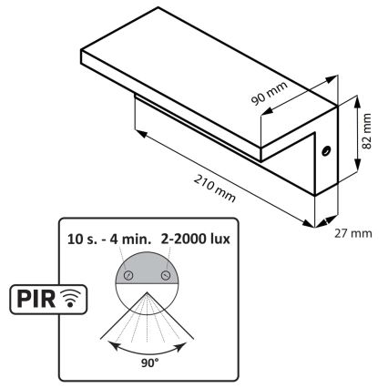 LED Vonkajšie nástenné svietidlo so senzorom TESA LED/10W/230V IP54 čierna