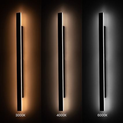 Vonkajšie nástenné LED svietidlo WOW LED/20W/230V 3000/4000/6000K 120 cm IP54 čierne