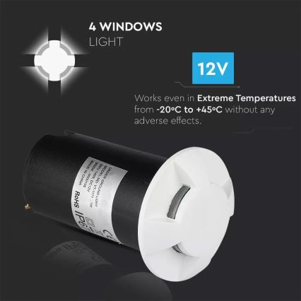 LED Vonkajšie orientačné svietidlo LED/1W/12V IP67