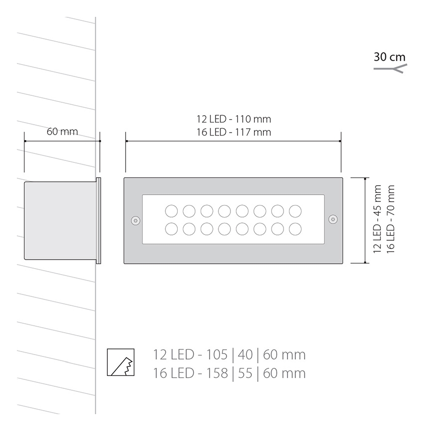 Panlux ID-A04/T - LED vonkajšie osvetlenie INDEX 12 LED 1x12LED/1W/230V