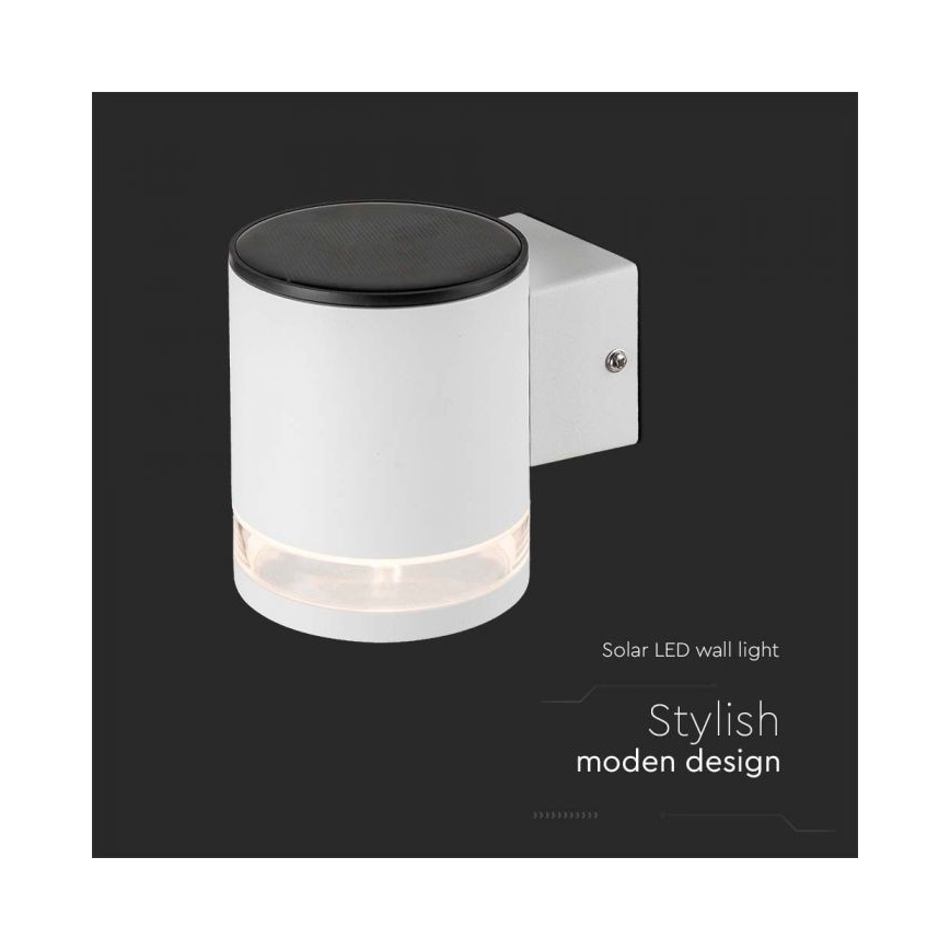 LED Vonkajšie solárne nástenné svietidlo LED/1W/3,7V 3000K IP54 1200 mAh biela