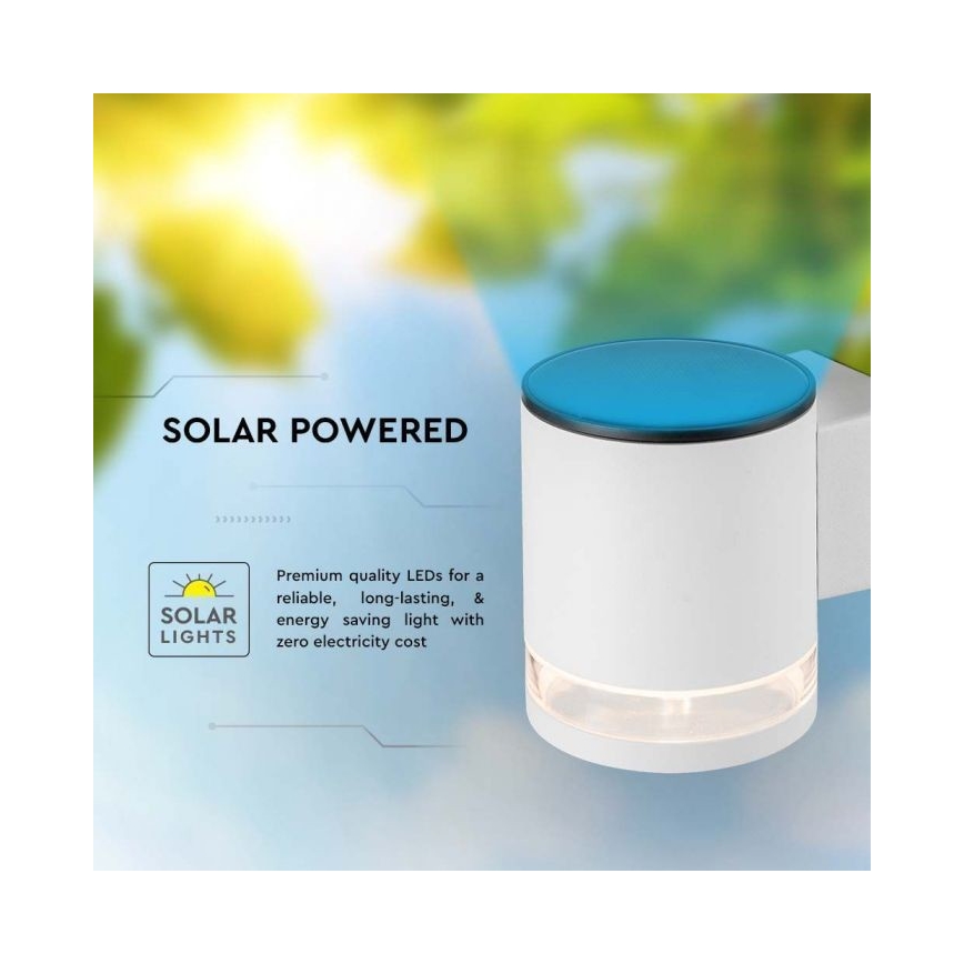 LED Vonkajšie solárne nástenné svietidlo LED/1W/3,7V 3000K IP54 1200 mAh biela