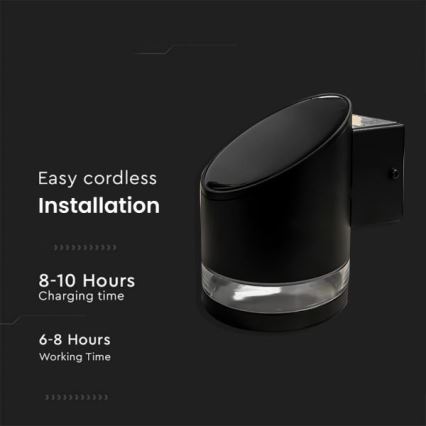 LED Vonkajšie solárne nástenné svietidlo LED/1W/3,7V 3000K IP54 1200 mAh čierna