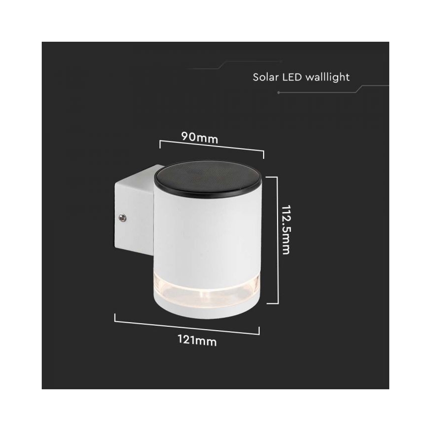 LED Vonkajšie solárne nástenné svietidlo LED/1W/3,7V 3000K IP54 biela