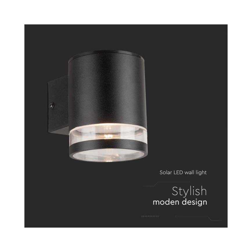 LED Vonkajšie solárne nástenné svietidlo LED/1W/3,7V 3000K IP54 čierna
