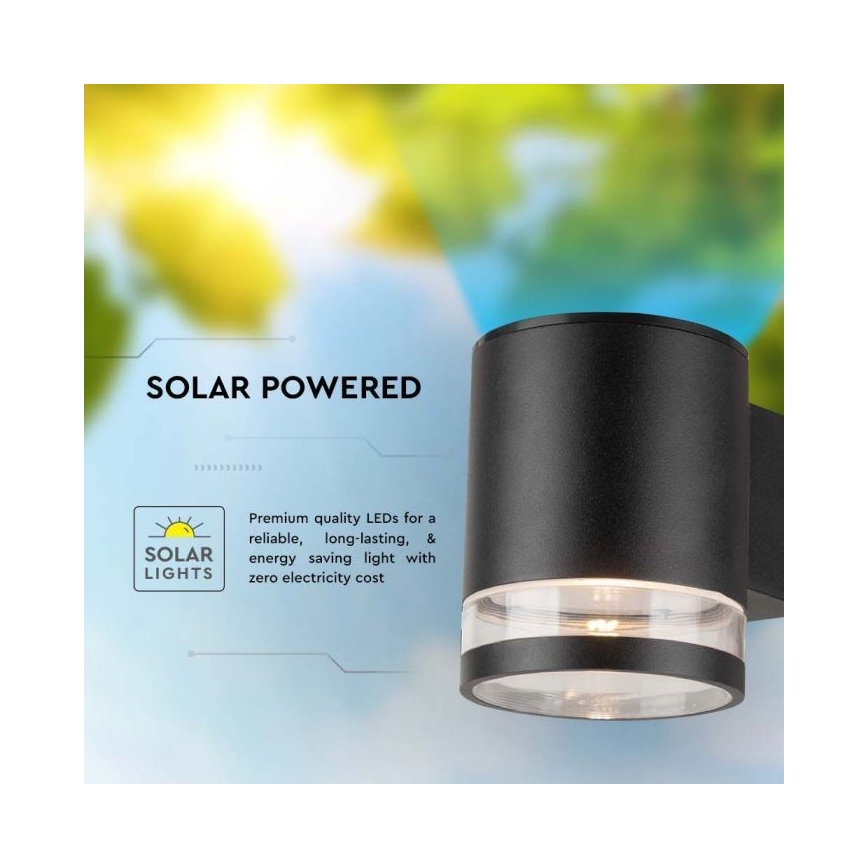 LED Vonkajšie solárne nástenné svietidlo LED/1W/3,7V 3000K IP54 čierna