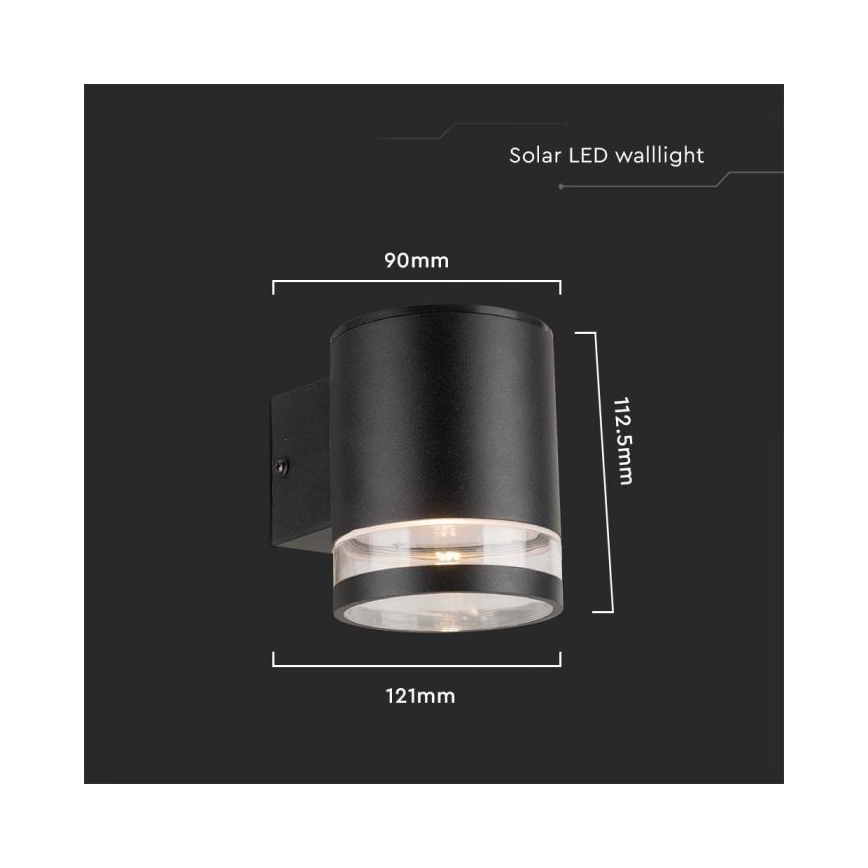 LED Vonkajšie solárne nástenné svietidlo LED/1W/3,7V 3000K IP54 čierna