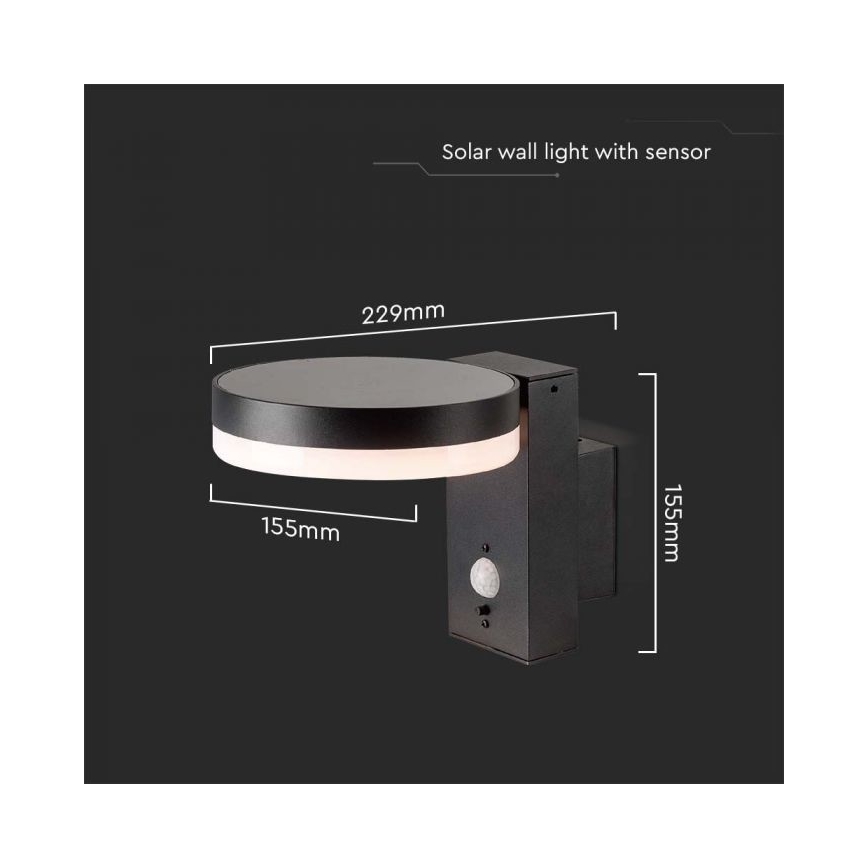 LED Vonkajšie solárne nástenné svietidlo so senzorom LED/5,5W/3,7V 3000K IP54