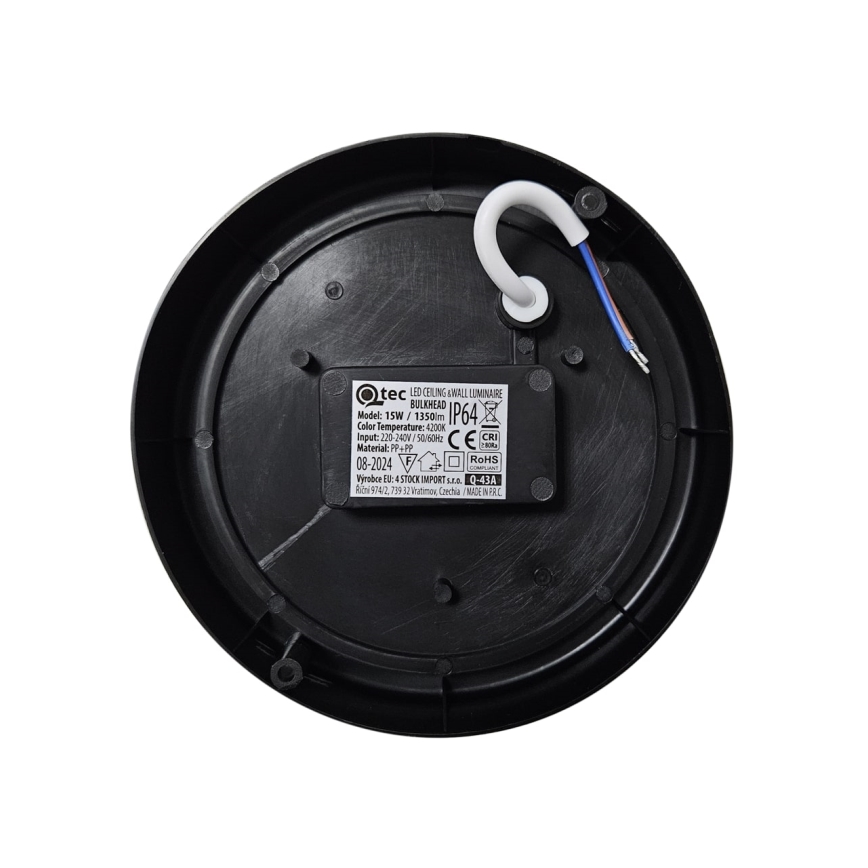 LED Vonkajšie stropné svietidlo LED/15W/230V 4200K pr. 15,5 cm IP64 čierna