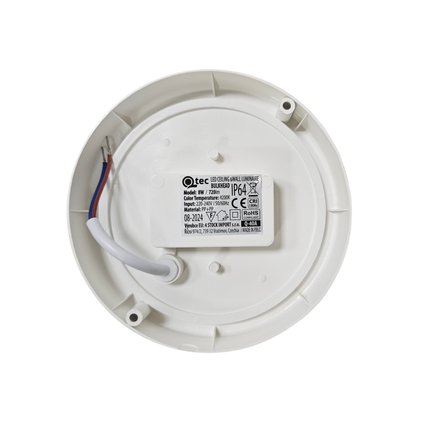 LED vonkajšie stropné svietidlo LED/8W/230V 4200K pr. 14 cm IP64 biela