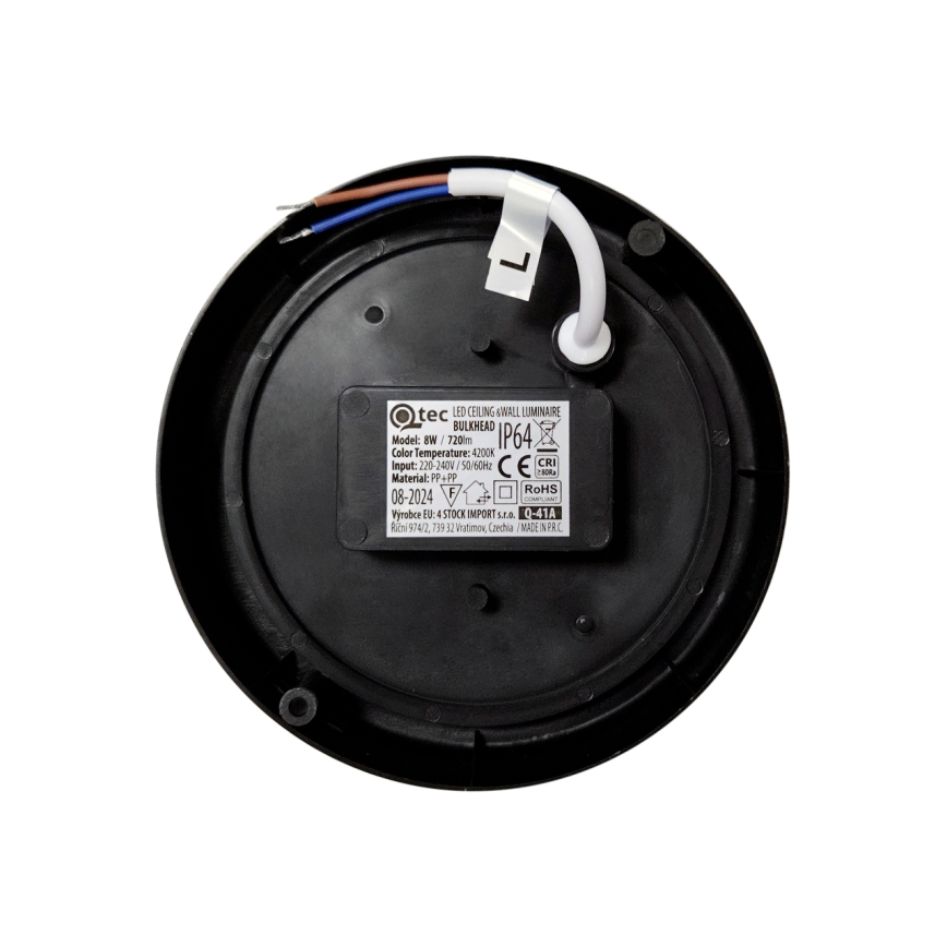 LED vonkajšie stropné svietidlo LED/8W/230V 4200K pr. 14 cm IP64 čierna