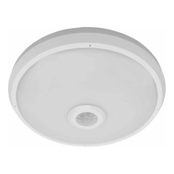 LED vonkajšie stropné svietidlo so senzorom pohybu a súmraku, LED/16 W/230 V, priemer 28,5 cm, IP54, biela