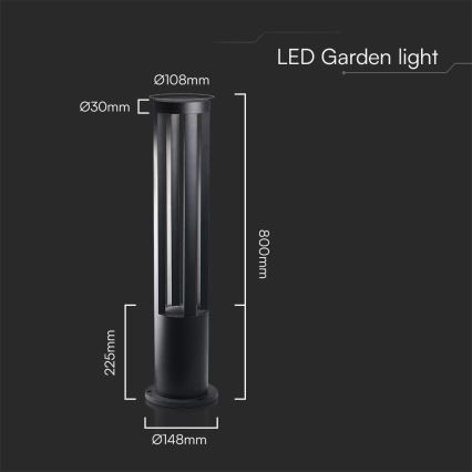 LED vonkajšie svietidlo LED/10W/230V 3000K IP65 80 cm čierne