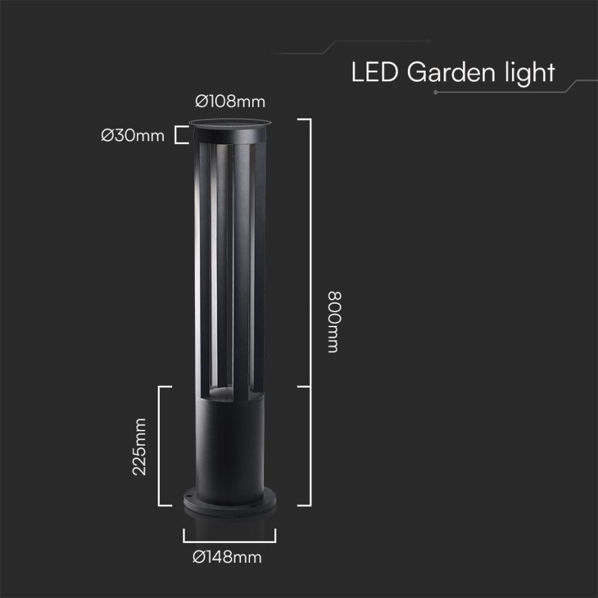 LED vonkajšie svietidlo LED/10W/230V 3000K IP65 80 cm čierne