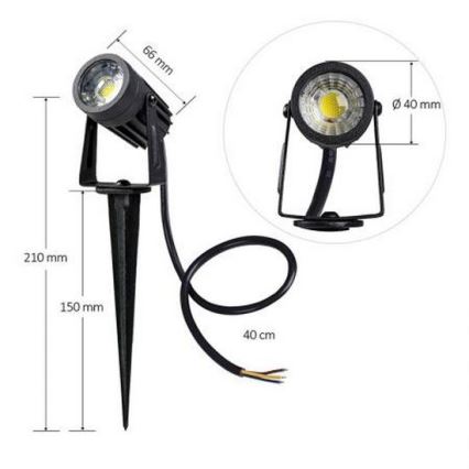 LED Vonkajšie svietidlo LED/3W/230V 4000K IP67 čierna