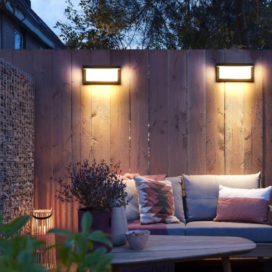 LED Vonkajšie nástenné svietidlo so senzorom soumraku NEELY 1xE27/9W/230V IP54 antracit