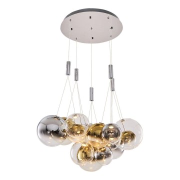 LED Závěsná lampa ENNA 15xG9/5W/230V 3000K kouřová/zlatá