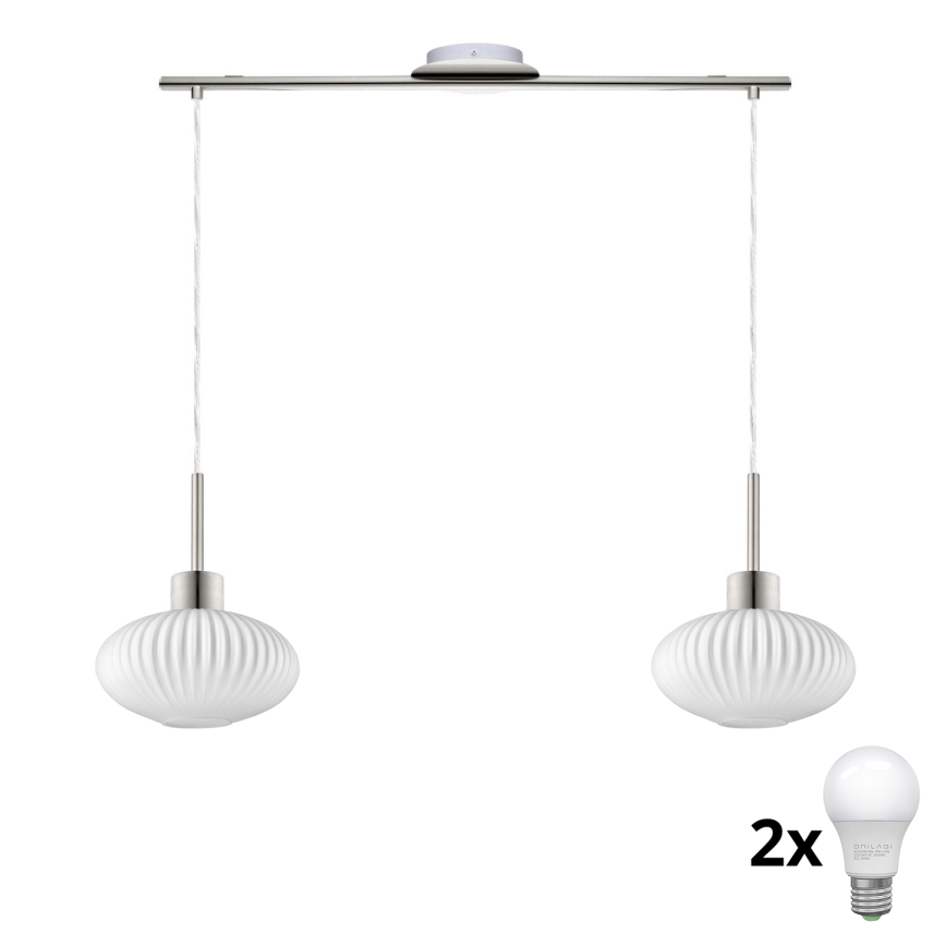 LED Závěsná lampa HARMA 2xE27/60W/230V matný chrom/bílá