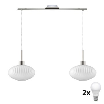 LED Závěsná lampa HARMA 2xE27/60W/230V matný chrom/bílá