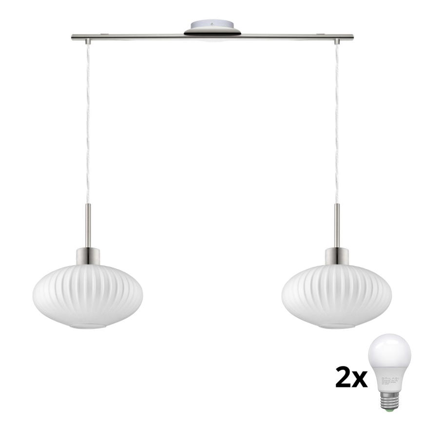 LED Závěsná lampa HARMA 2xE27/60W/230V matný chrom/bílá