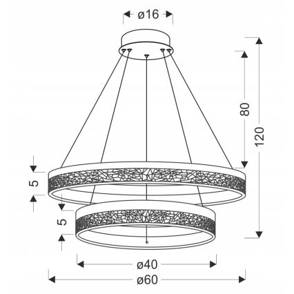LED Závesné svietidlo FROZI LED/38W/230V priemer 60 cm čierna