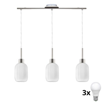 LED Závesné svietidlo HARMA 3xE27/60W/230V matný chróm/biela