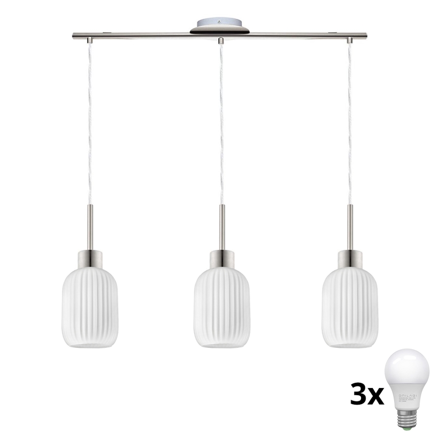 LED Závesné svietidlo HARMA 3xE27/60W/230V matný chróm/biela