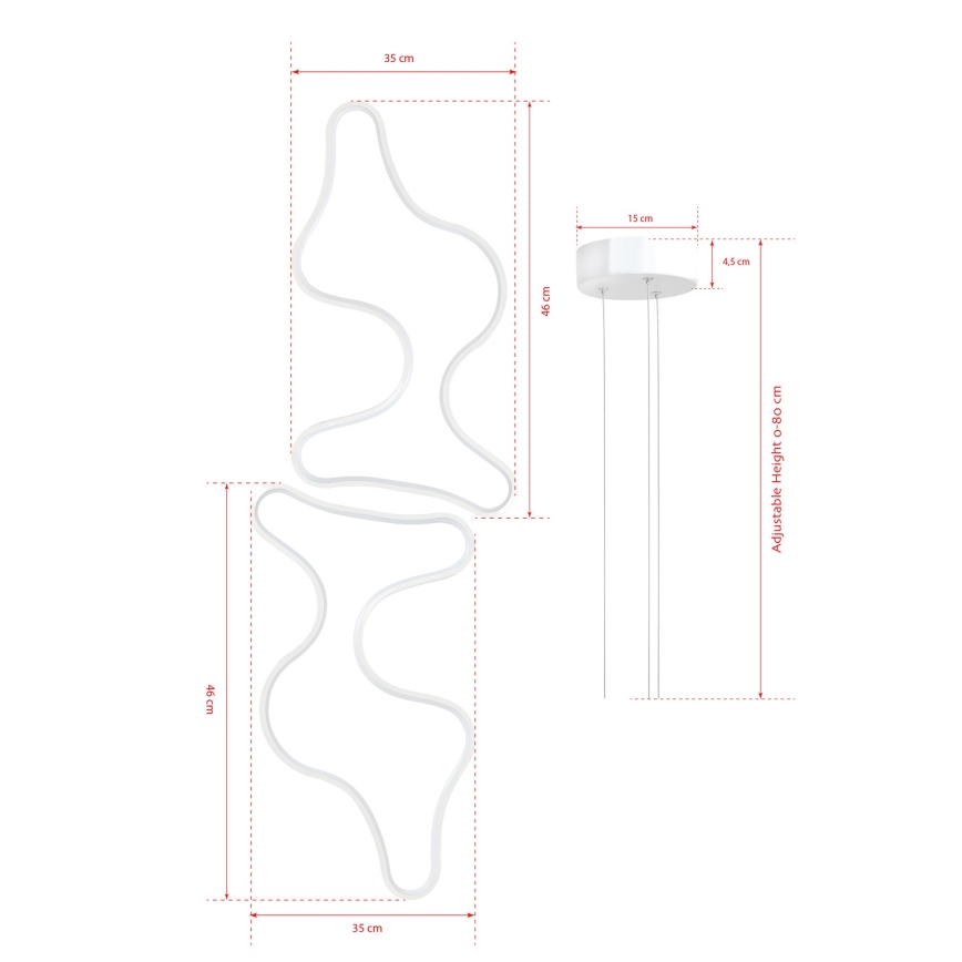 LED závesný luster DUPLE ARTISAN LED/80W/230V 6500K biely