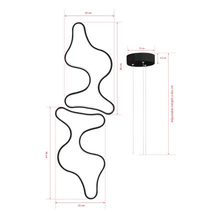 LED Závesný luster DUPLE ARTISAN LED/80W/230V 6500K čierny