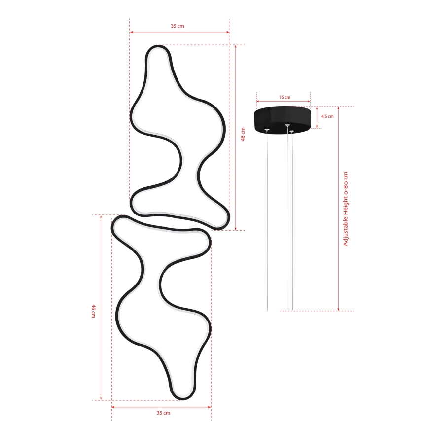 LED Závesný luster DUPLE ARTISAN LED/80W/230V 6500K čierny