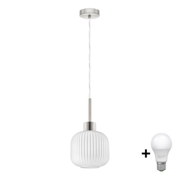LED Závesný luster HARMA 1xE27/60W/230V pr. 20 cm matný chróm/biela