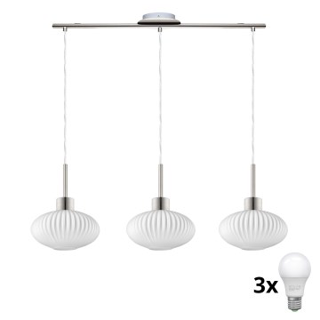 LED Závesný luster HARMA 3xE27/60W/230V matný chróm/biely