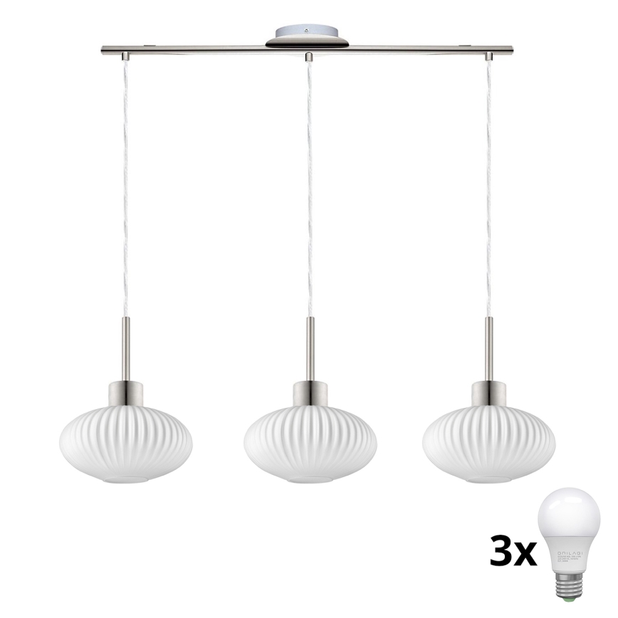 LED Závesný luster HARMA 3xE27/60W/230V matný chróm/biely