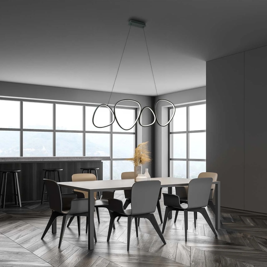 LED závesný luster na lane PETRA LED/48W/230V 4000K čierny