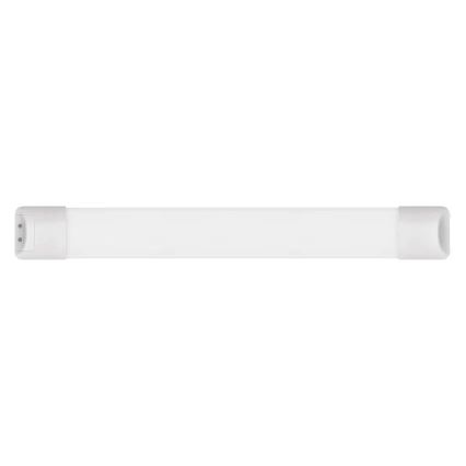 LED trubica je umiestnená na bielom pozadí. Trubica je biela, valcového tvaru, s bielymi krytkami na koncoch. Na jednej krytke sú viditeľné dva otvory.