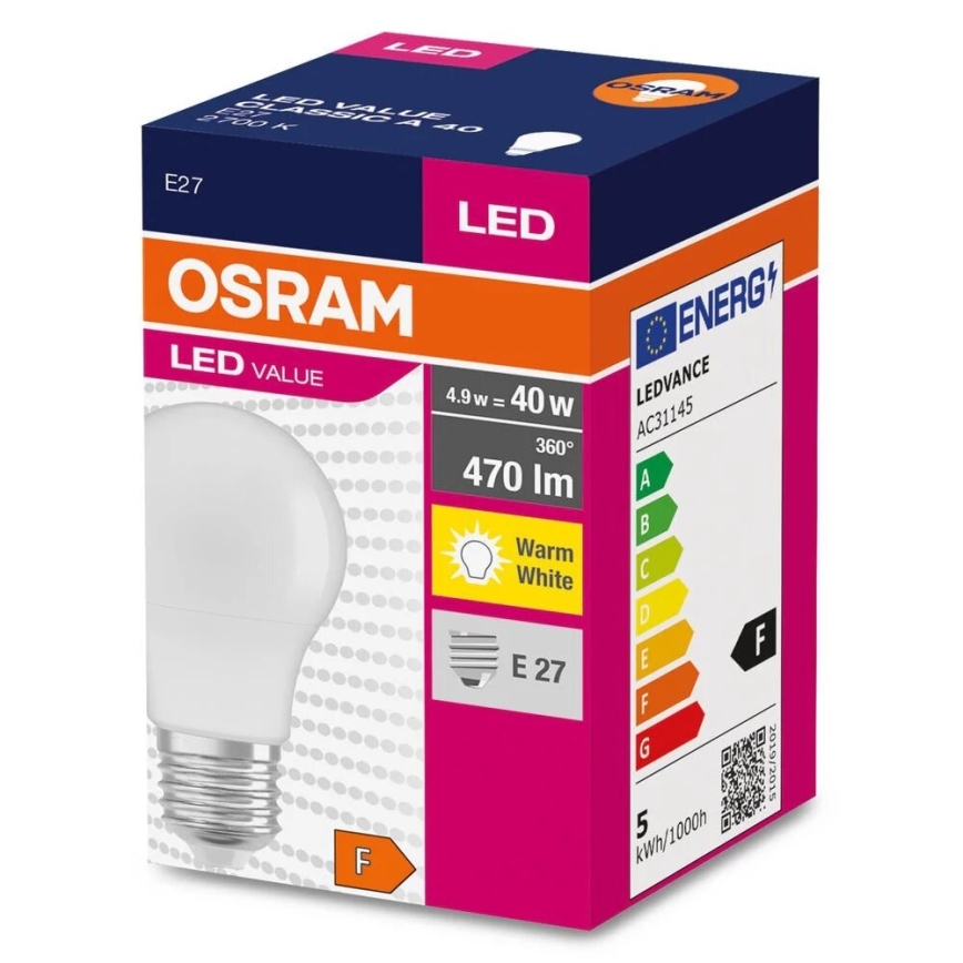 LED Žiarovka A40 E27/4,9W/230V 2700K - Osram