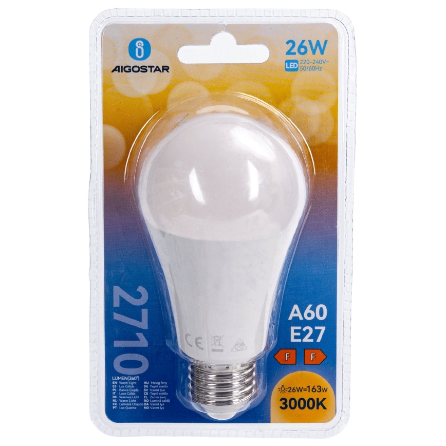 LED žiarovka A60 E27/26W/230V 3000K - Aigostar