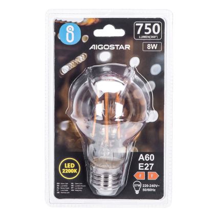 LED Žiarovka A60 E27/8W/230V 2200K - Aigostar