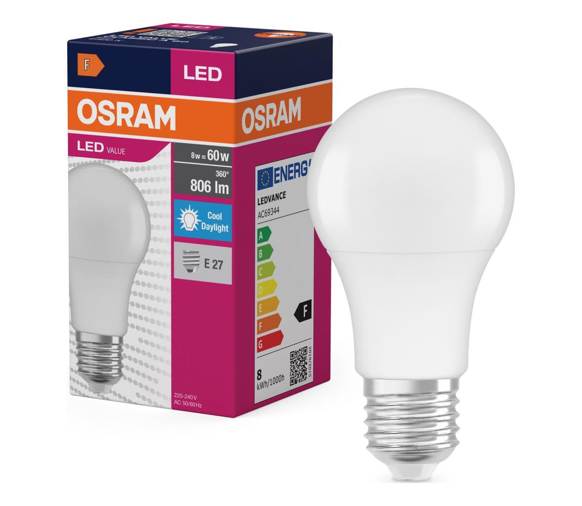 LED žiarovka A60 E27/8W/230V 6500K - Osram 4099854109829