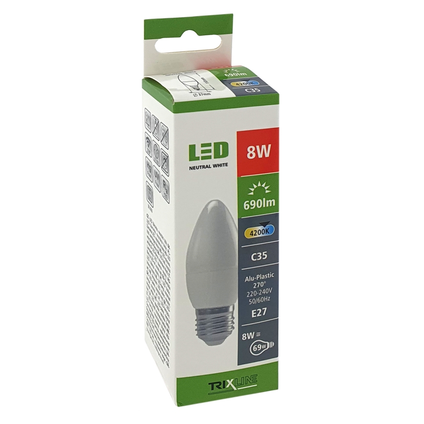LED Žiarovka C35 E27/8W/230V 4200K