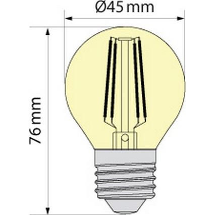 LED Žiarovka CLASIC AMBER G45 E27/4W/230V 2200K -  Brilagi