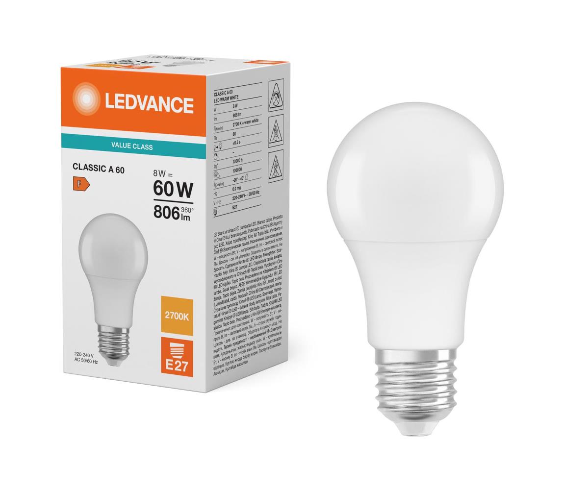 LED žiarovka CLASSIC A60 E27/8W/230V 2700K - Ledvance 4099854049620