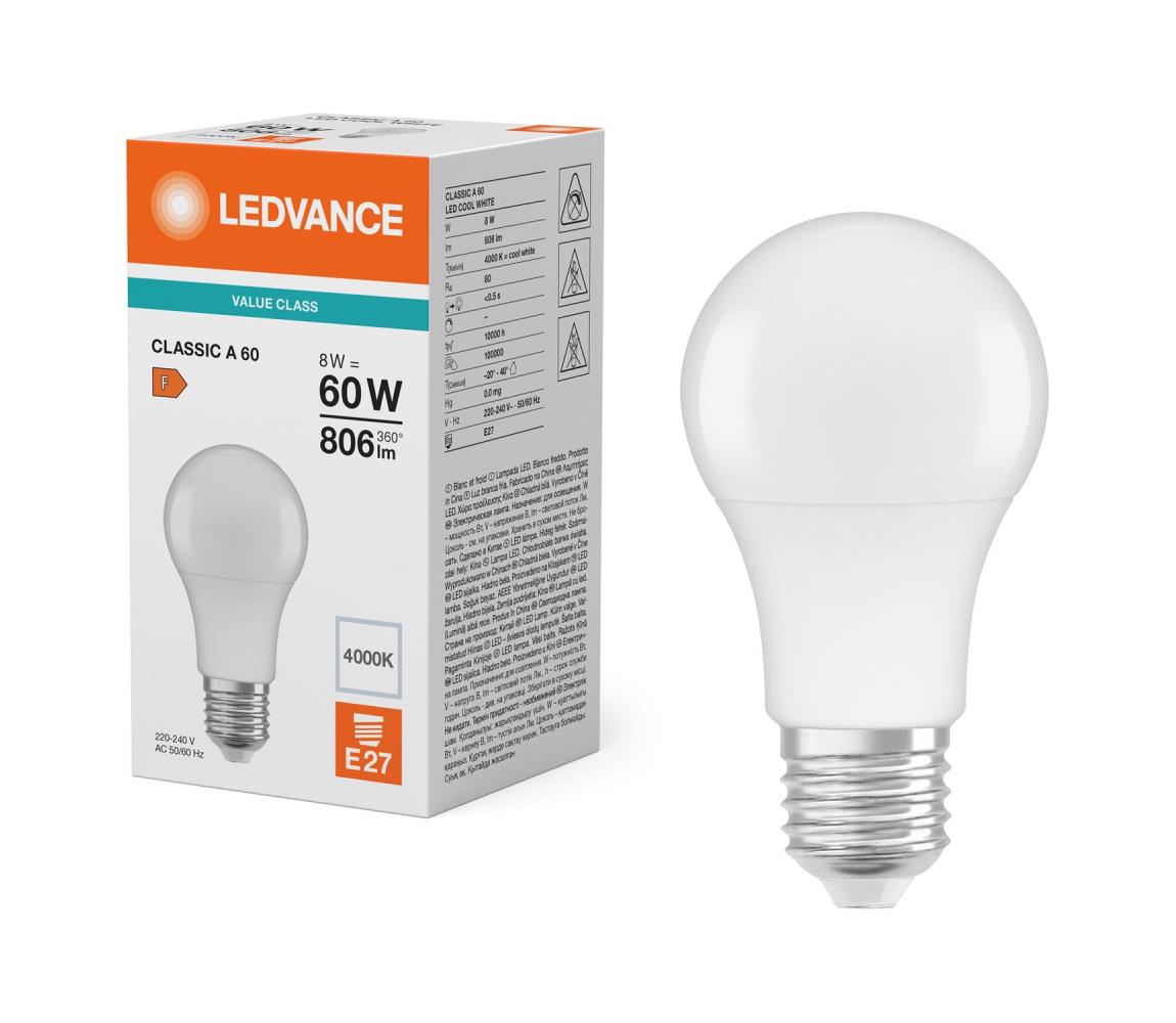 LED žiarovka CLASSIC A60 E27/8W/230V 4000K - Ledvance 4099854049187
