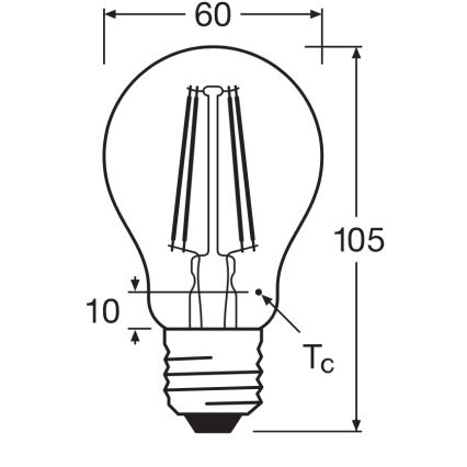 LED žiarovka CLASSIC FILAMENT A60 E27/7,5W/230V 2700K - Ledvance