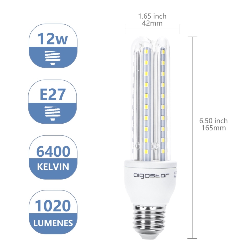 LED Žiarovka E27/12W/230V 6500K - Aigostar