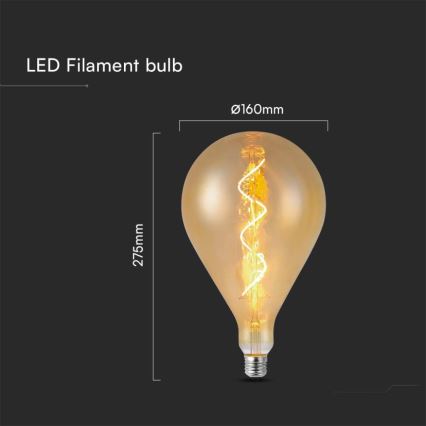 LED Žiarovka FILAMENT A160 E27/4W/230V 1800K
