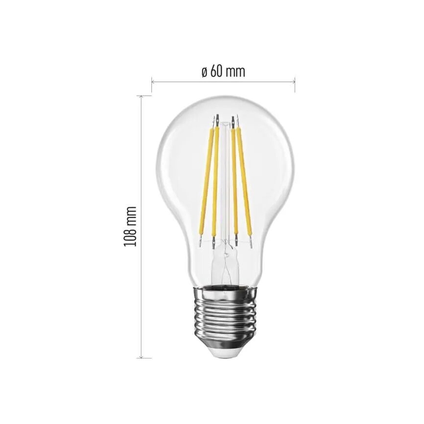 LED Žiarovka FILAMENT A60 E27/3,8W/230V 4000K